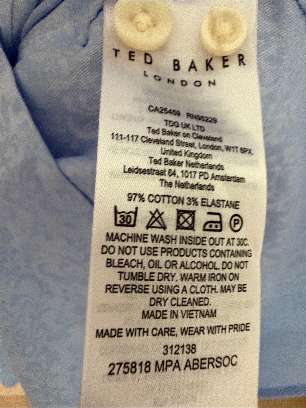 Ted Baker Sky Blue Paisley Button-Down Dress Shirt - Picture 4 of 9